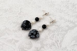 Pendientes obsidiana, nácar y ónix